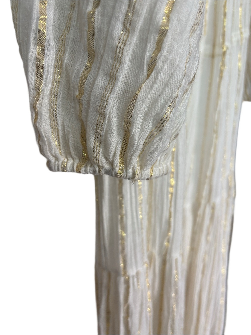 Isabel Marant Étoile Cream Gold Metallic Stripe Maxi Dress Boho Luxe size S - Picture 7 of 13